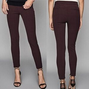 Reiss Tyne Trousers Slit Ankle Womens Size 0 Burgundy Wine‎ Minimalist Pants
